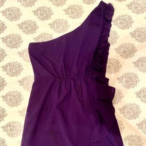 Criss Cross Purple One Shoulder Party Dress